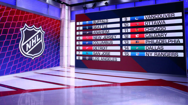 SECAUCUS, NEW JERSEY - JUNE 02: : 2021 NHL Draft Lottery positions are seen on June 02, 2021 at the NHL Network's studio in Secaucus, New Jersey.