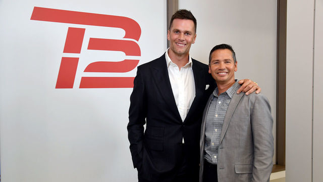 BOSTON, MASSACHUSETTS - SEPTEMBER 17: TB12 Co-Founders Tom Brady and Alex Guerrero celebrate the Grand Opening of TB12 Performance & Recovery Center on September 17, 2019 in Boston, Massachusetts.