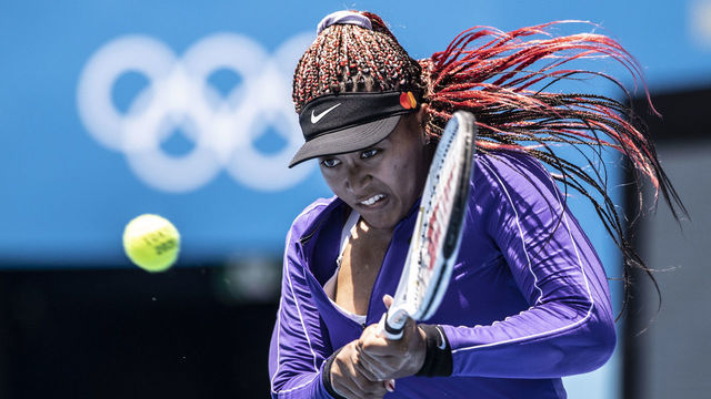 TOKYO, JAPAN - JULY 20: Naomi Osaka of Team Japan trains in Center Court Ariake Tennis Park ahead of the Tokyo 2020 Olympic Games on July 20, 2021 in Tokyo, Japan.