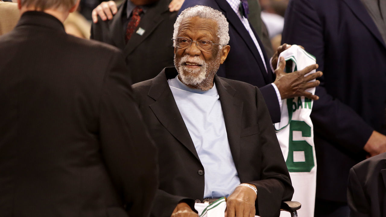 BOSTON, MA - APRIL 13: Member of the Boston Celtics 1966 Championship team Bill Russell is honored at halftime of the game between the Boston Celtics and the Miami Heat at TD Garden on April 13, 2016 in Boston, Massachusetts. NOTE TO USER: User expressly acknowledges and agrees that, by downloading and/or using this photograph, user is consenting to the terms and conditions of the Getty Images License Agreement.
