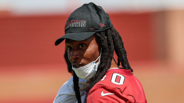 TEMPE, AZ - JUNE 02: Arizona Cardinals wide receiver DeAndre Hopkins (10) looks on during the Arizona Cardinals offseason practice OTAs on June 2, 2021 at Arizona Cardinals Training Facility in Tempe, Arizona.