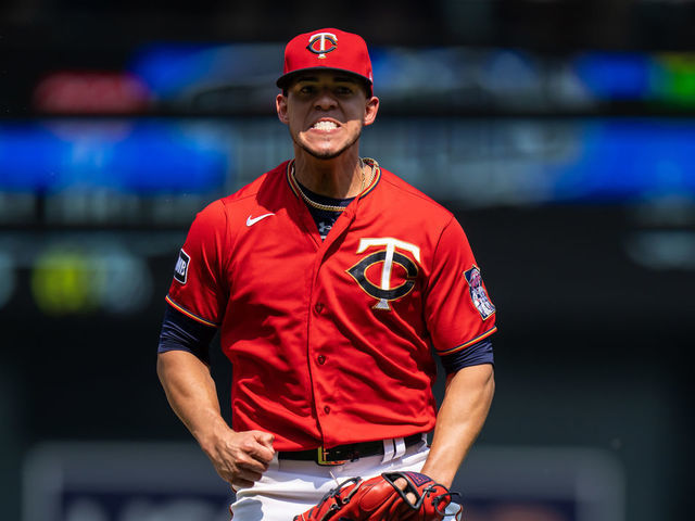 MINNEAPOLIS, MN - JULY 11: Jose Berrios #17 of the Minnesota Twins celebrates against the Detroit Tigers on July 11, 2021 at Target Field in Minneapolis, Minnesota.