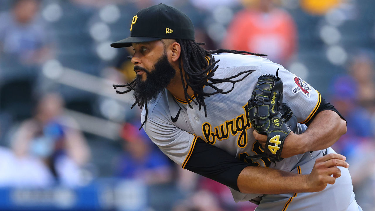 NEW YORK, NY - JULY 10: Richard Rodriguez #48 of the Pittsburgh Pirates during game one of a double header against the New York Mets at Citi Field on July 10, 2021 in New York City.
