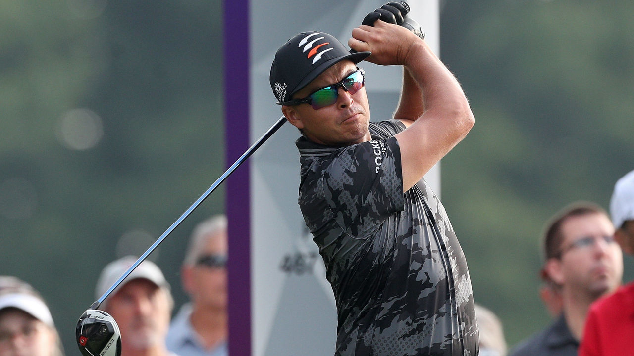 BLAINE, MINNESOTA - JULY 22: Rickie Fowler plays his shot from the 11th tee during the First Round of the 3M Open at TPC Twin Cities on July 22, 2021 in Blaine, Minnesota.
