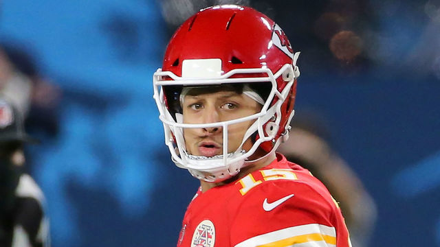 TAMPA, FL - FEBRUARY 07: Patrick Mahomes (15) of the Chiefs looks for an open receiver during the Super Bowl LV game between the Kansas City Chiefs and the Tampa Bay Buccaneers on February 7, 2021 at Raymond James Stadium, in Tampa, FL.