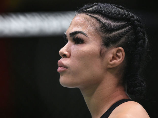 LAS VEGAS, NEVADA - NOVEMBER 28: Rachael Ostovich stands in her corner before facing Gina Mazany in their women's flyweight bout during the UFC Fight Night at UFC APEX on November 28, 2020 in Las Vegas, Nevada.