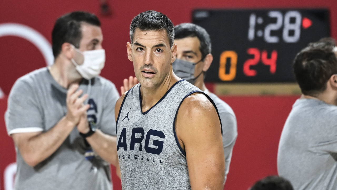 Argentina's Luis Scola attends a basketball training session at the Saitama Super Arena in Saitama on July 22, 2021, ahead of the Tokyo 2020 Olympic Games.