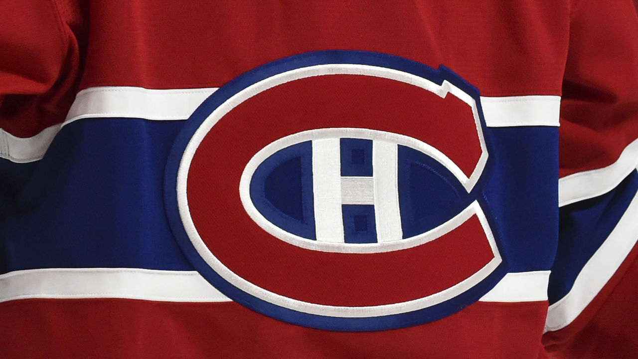 MONTREAL, QC - JANUARY 30: A detail of the Montreal Canadiens logo is seen during the third period against the Montreal Canadiens at the Bell Centre on January 30, 2021 in Montreal, Canada. The Calgary Flames defeated the Montreal Canadiens 2-0.