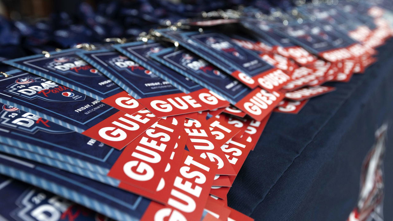 COLUMBUS, OHIO - JULY 23: A general view of Columbus Blue Jackets guest passes are seen before the first round of the 2021 NHL Entry Draft at Nationwide Arena on July 23, 2021 in Columbus, Ohio.