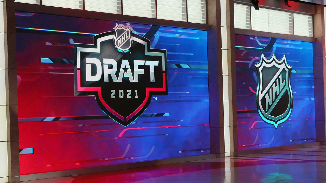 SECAUCUS, NEW JERSEY - JULY 23: The stage is set for the first round of the 2021 NHL Entry Draft at the NHL Network studios on July 23, 2021 in Secaucus, New Jersey.