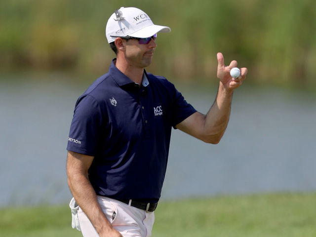 BLAINE, MINNESOTA - JULY 24: Cameron Tringale reacts after making par on the 14th green during the Third Round of the 3M Open at TPC Twin Cities on July 24, 2021 in Blaine, Minnesota.