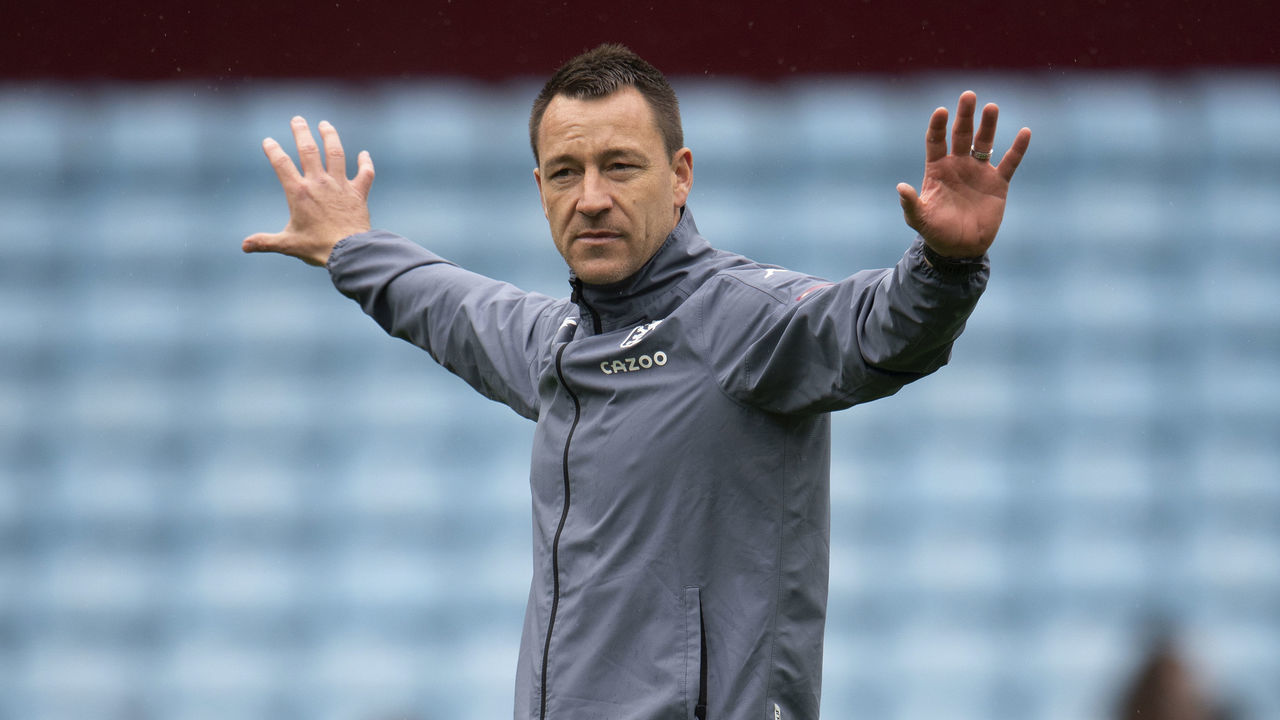 BIRMINGHAM, ENGLAND - MAY 23: John Terry - Assistant Head Coach of Aston Villa prior to the Premier League match between Aston Villa and Chelsea at Villa Park on May 23, 2021 in Birmingham, England. A limited number of fans will be allowed into Premier League stadiums as Coronavirus restrictions begin to ease in the UK following the COVID-19 pandemic.