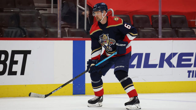 DETROIT, MICHIGAN - FEBRUARY 20: Anton Stralman #6 of the Florida Panthers skates against the Detroit Red Wings at Little Caesars Arena on February 20, 2021 in Detroit, Michigan.