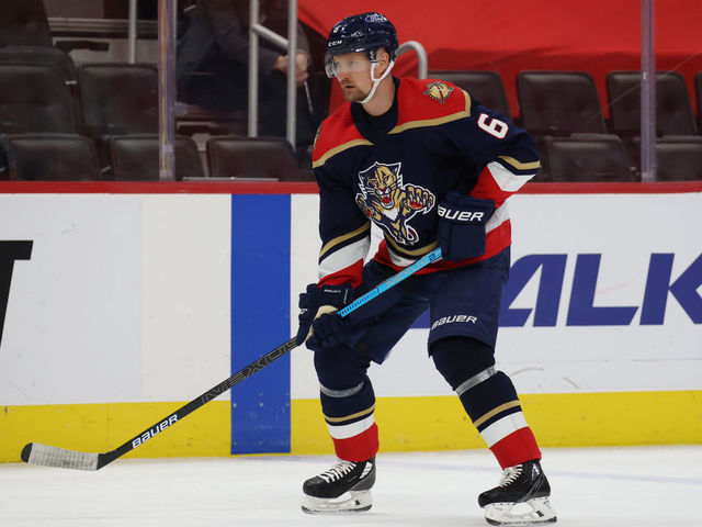 DETROIT, MICHIGAN - FEBRUARY 20: Anton Stralman #6 of the Florida Panthers skates against the Detroit Red Wings at Little Caesars Arena on February 20, 2021 in Detroit, Michigan.