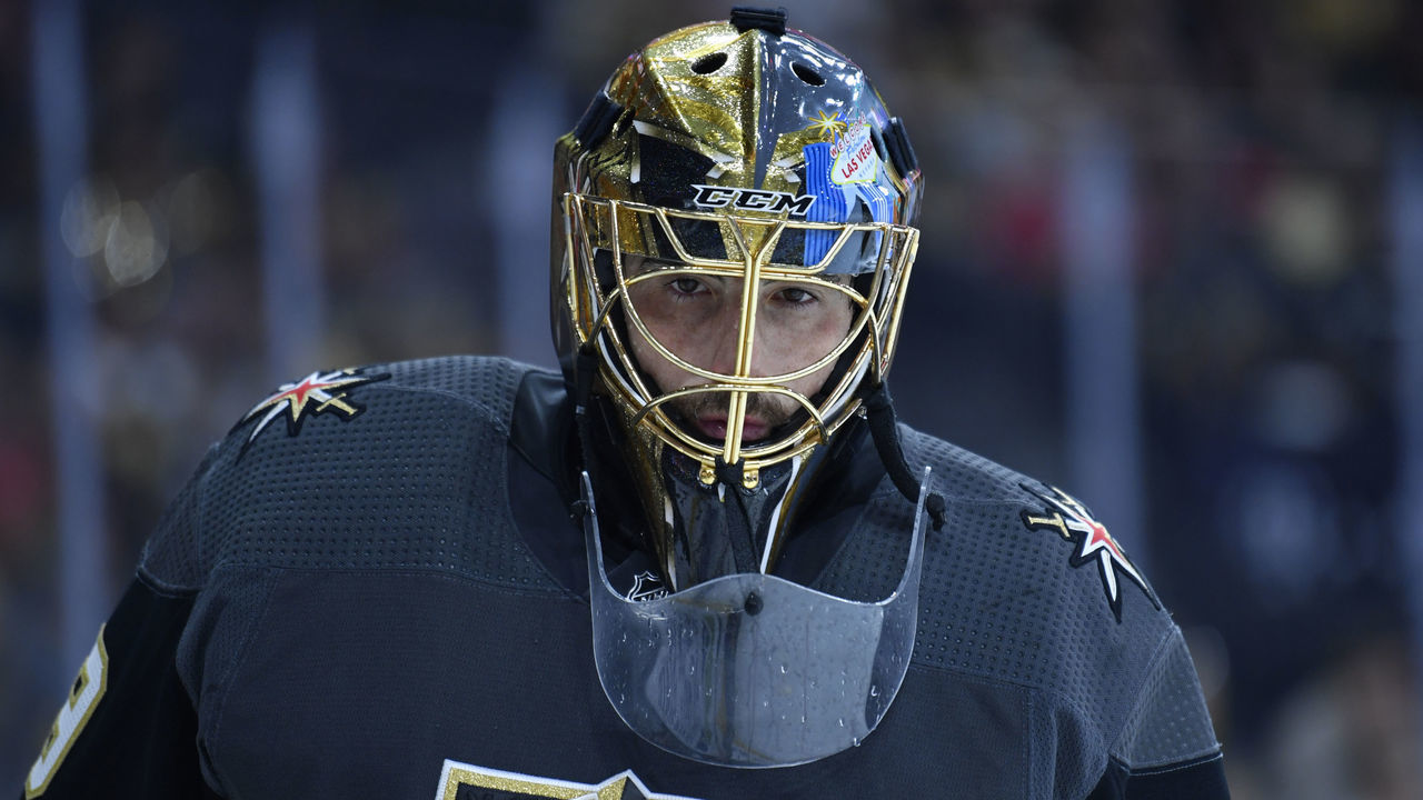 LAS VEGAS, NEVADA - JUNE 16: Marc-Andre Fleury #29 of the Vegas Golden Knights stands in net during the second period against the Montreal Canadiens in Game Two of the Stanley Cup Semifinals at T-Mobile Arena on June 16, 2021 in Las Vegas, Nevada.