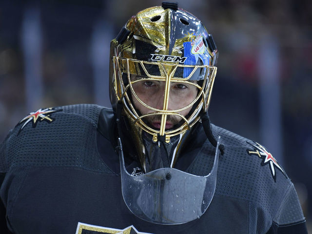 LAS VEGAS, NEVADA - JUNE 16: Marc-Andre Fleury #29 of the Vegas Golden Knights stands in net during the second period against the Montreal Canadiens in Game Two of the Stanley Cup Semifinals at T-Mobile Arena on June 16, 2021 in Las Vegas, Nevada.