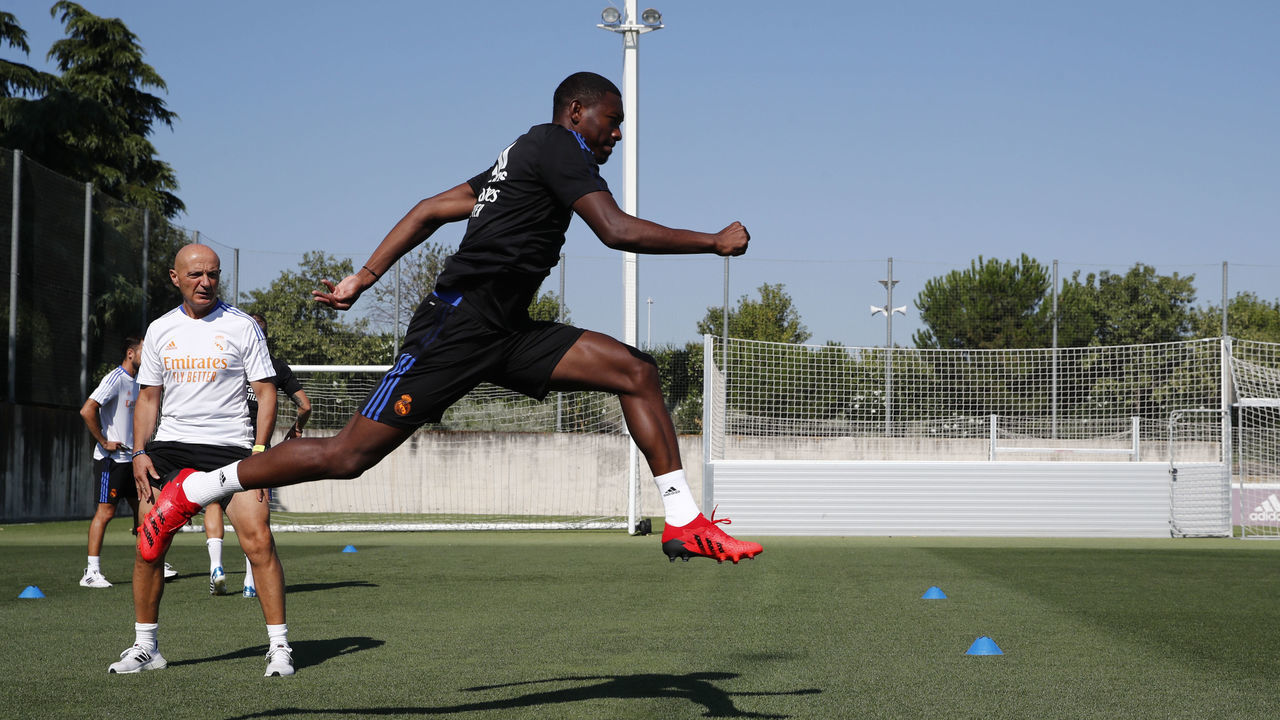 MADRID, SPAIN - JULY 26: David Alaba of Real Madrid is training at Valdebebas training ground on July 26, 2021 in Madrid, Spain.