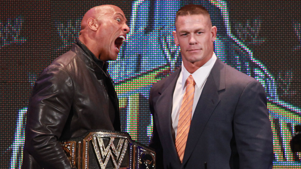 NEW YORK, NY - APRIL 04: The Rock and John Cena attend the WrestleMania 29 Press Conference at Radio City Music Hall on April 4, 2013 in New York City.