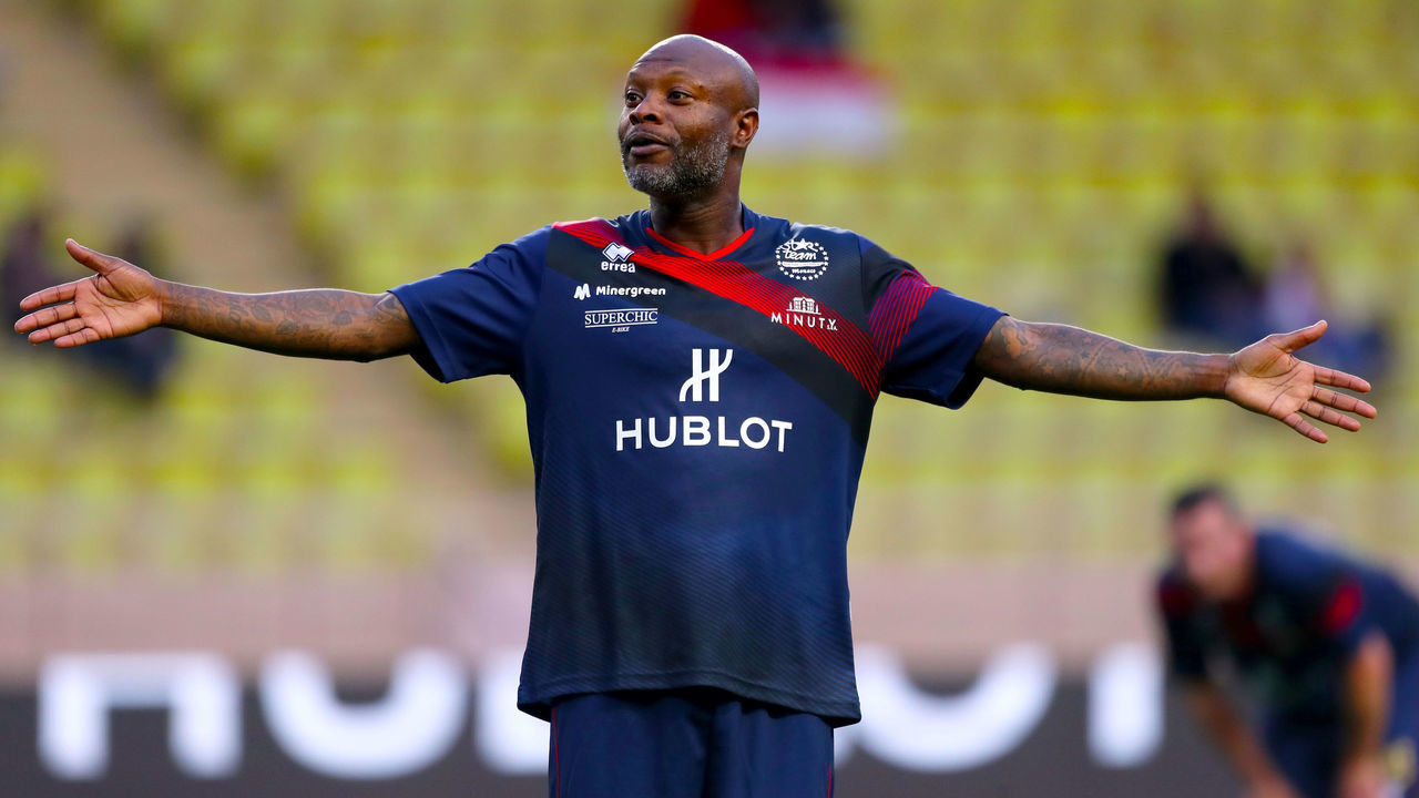 William Gallas reacts during the drivers football match at the Stade Louis II Stadium, Monaco.