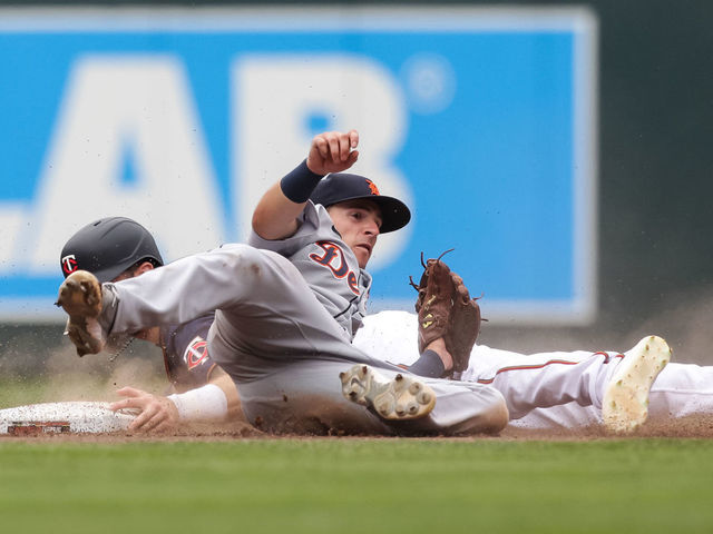 Zack Short of the Detroit Tigers hits a two run RBI double in the News  Photo - Getty Images