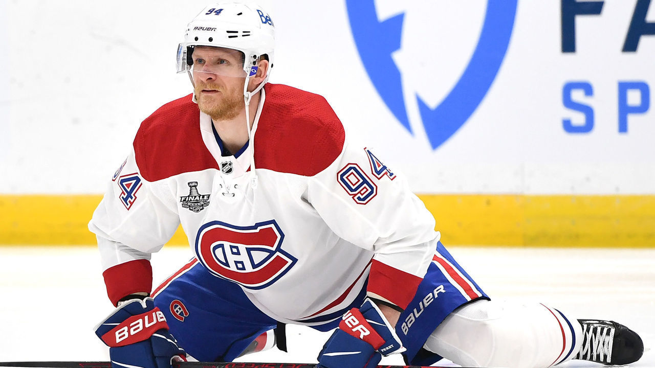 TAMPA, FLORIDA - JUNE 30: Corey Perry #94 of the Montreal Canadiens attends warm ups for Game Two of the 2021 Stanley Cup Final against the Tampa Bay Lightning at Amalie Arena on June 30, 2021 in Tampa, Florida.