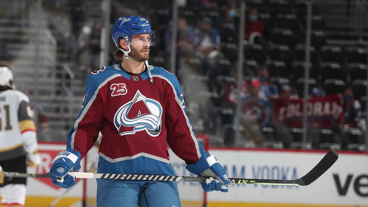 DENVER, COLORADO - JUNE 08: Brandon Saad #20 of the Colorado Avalanche skates against the Vegas Golden Knights in Game Five of the Second Round of the 2021 Stanley Cup Playoffs at Ball Arena on June 08, 2021 in Denver, Colorado.