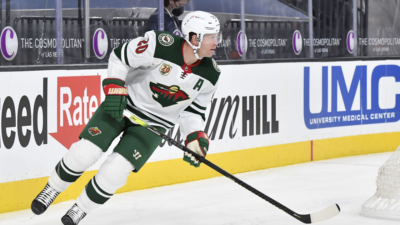 LAS VEGAS, NEVADA - APRIL 01: Ryan Suter #20 of the Minnesota Wild skates during the first period against the Vegas Golden Knights at T-Mobile Arena on April 01, 2021 in Las Vegas, Nevada.