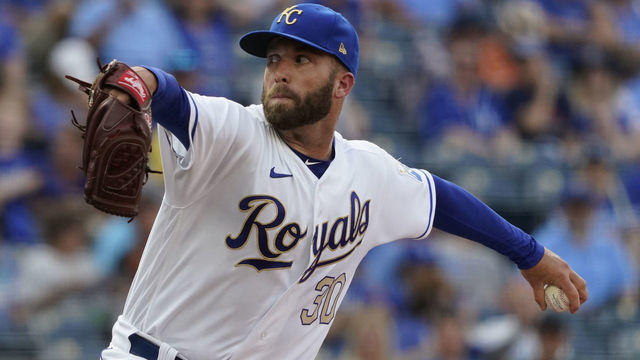 KANSAS CITY, MO - JULY 16: Danny Duffy #30 of the Kansas City Royals throws in the first inning against the Baltimore Orioles at Kauffman Stadium on July 16, 2021 in Kansas City, Missouri.