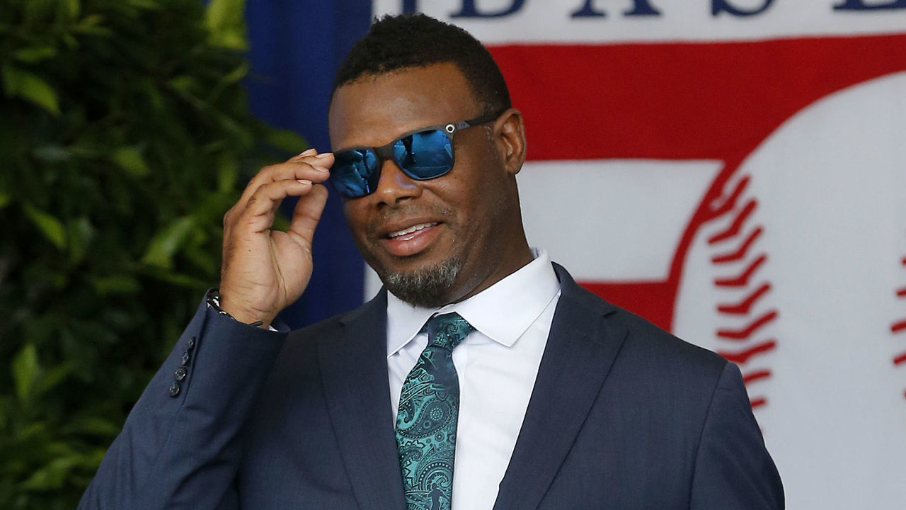 COOPERSTOWN, NEW YORK - JULY 21: Hall of Famer Ken Griffey Jr. attends the Baseball Hall of Fame induction ceremony at Clark Sports Center on July 21, 2019 in Cooperstown, New York.