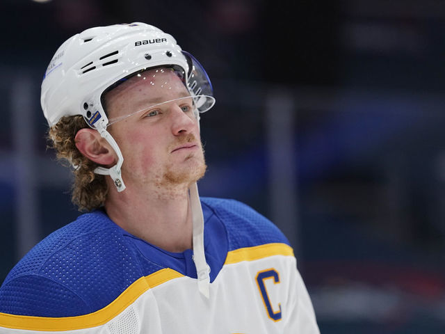 WASHINGTON, DC - JANUARY 24: Jack Eichel #9 of the Buffalo Sabres skates before a game against the Washington Capitals at Capital One Arena on January 24, 2021 in Washington, DC.