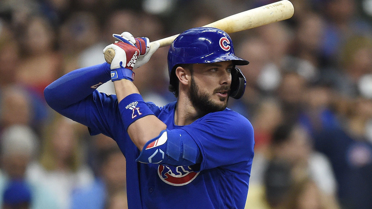 MILWAUKEE, WISCONSIN - JUNE 28: Kris Bryant #17 of the Chicago Cubs bats against the Milwaukee Brewers in the first inning at American Family Field on June 28, 2021 in Milwaukee, Wisconsin.