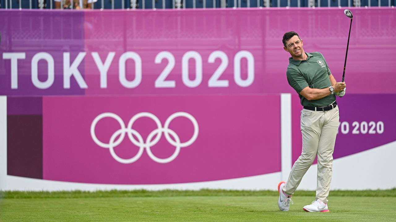 Saitama , Japan - 31 July 2021; Rory McIlroy of Ireland watches his tee shot on the first hole during round 3 of the men's individual stroke play at the Kasumigaseki Country Club during the 2020 Tokyo Summer Olympic Games in Kawagoe, Saitama, Japan.