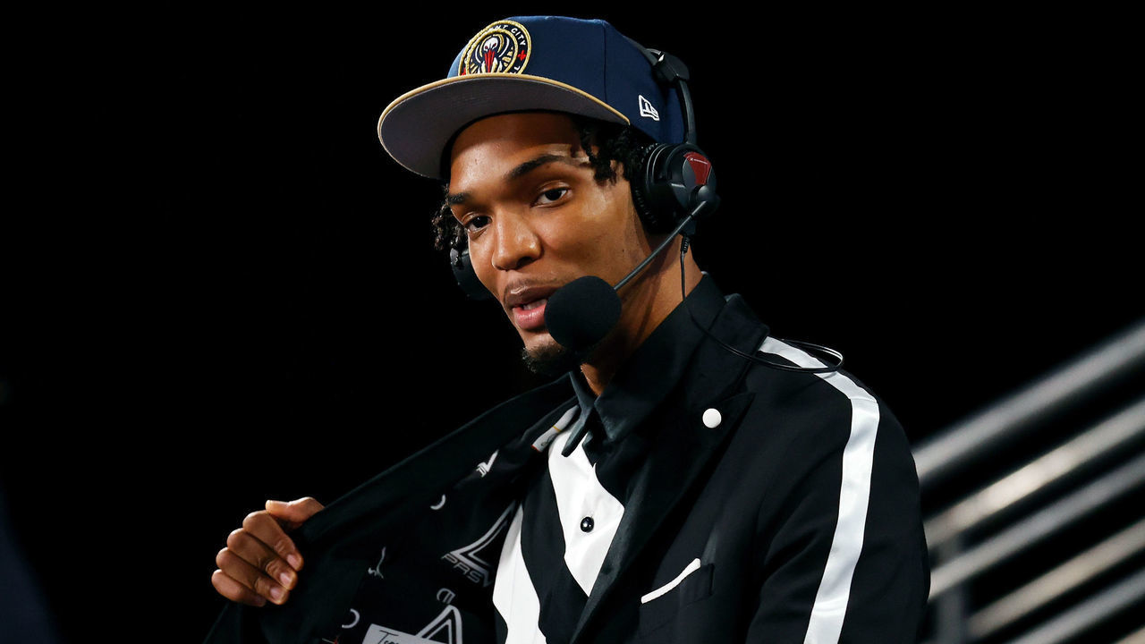 NEW YORK, NEW YORK - JULY 29: Ziaire Williams is interviewed after being drafted by the New Orleans Pelicans during the 2021 NBA Draft at the Barclays Center on July 29, 2021 in New York City.
