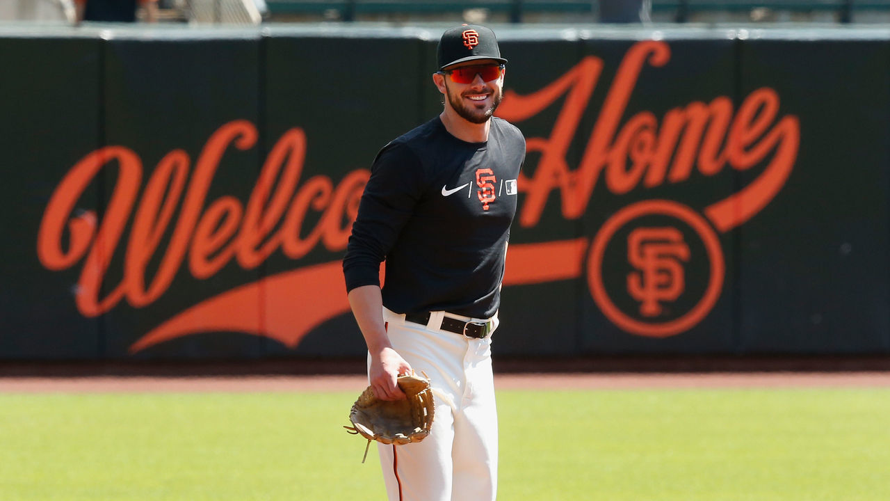 SAN FRANCISCO, CALIFORNIA - AUGUST 01: Kris Bryant #23 of the San Francisco Giants takes fielding practice before the game against the Houston Astros at Oracle Park on August 01, 2021 in San Francisco, California. Bryant was acquired by the Giants in a trade with the Chicago Cubs on July 30.