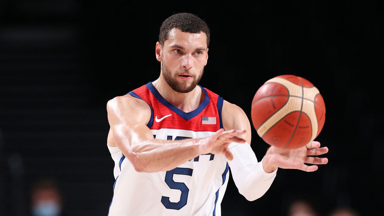 SAITAMA, JAPAN - JULY 31: Zachary Lavine #5 of Team United States brings the ball up court against Czech Republic during the second half of a Men's Basketball Preliminary Round Group A game on day eight of the Tokyo 2020 Olympic Games at Saitama Super Arena on July 31, 2021 in Saitama, Japan.
