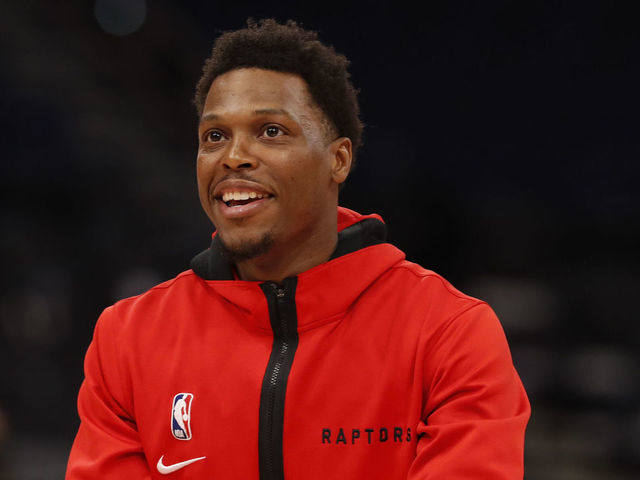 TAMPA, FL- APRIL 26: Kyle Lowry #7 of the Toronto Raptors smiles before the game against the Cleveland Cavaliers on April 26, 2021 at Amalie Arena in Tampa, Florida. Mandatory Copyright Notice: Copyright 2021 NBAE