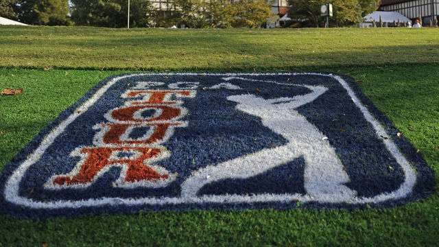 ATLANTA, GA - SEPTEMBER 27: The PGA TOUR logo is displayed near the clubhouse during the third round of THE TOUR Championship presented by Coca-Cola, at East Lake Golf Club on September 27, 2008 in Atlanta, Georgia. This is the final event of the PGA TOUR Playoffs for the FedExCup.