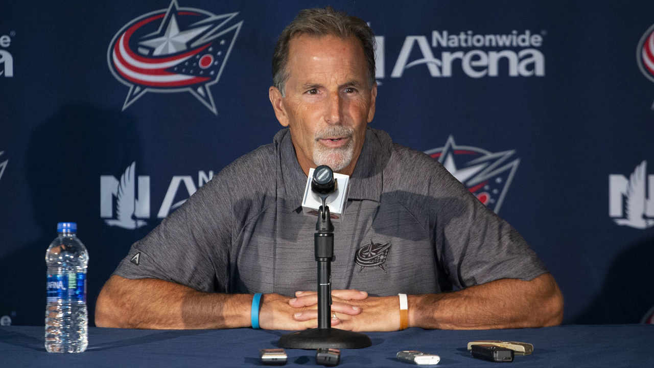 COLUMBUS, OH - SEPTEMBER 11: Columbus Blue Jackets Head Coach John Tortorella addresses members of the media during Media Day at Nationwide Arena in Columbus, OH on September 11, 2019.