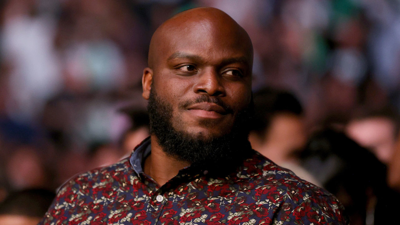 LAS VEGAS, NEVADA - JULY 10: Derrick Lewis looks olooks onduring UFC 264: Poirier v McGregor 3 at T-Mobile Arena on July 10, 2021 in Las Vegas, Nevada.