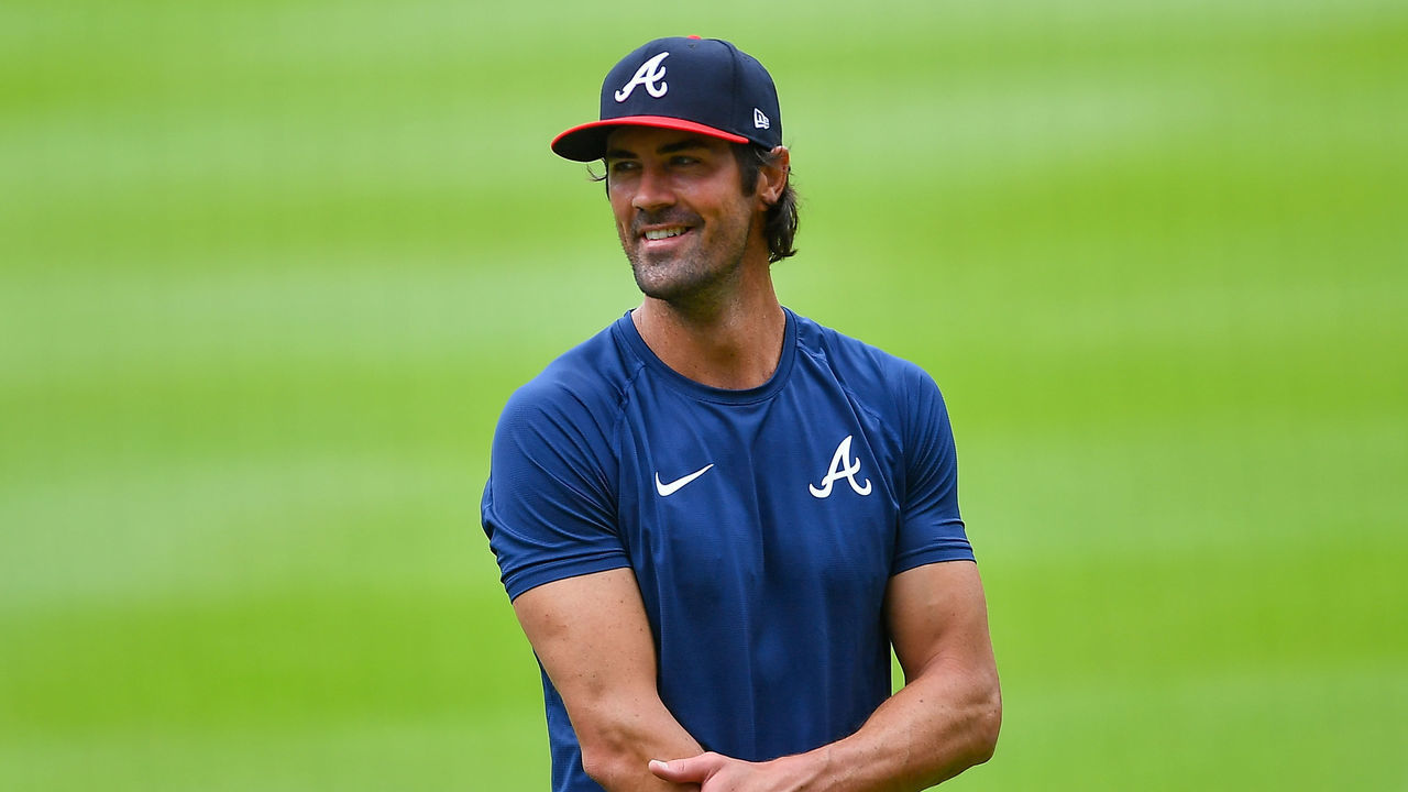 ATLANTA, GA - JULY 07: Braves pitcher Cole Hamels during the Atlanta Braves Summer Camp Workouts on July 7, 2020 at Truist Park in Atlanta, GA.
