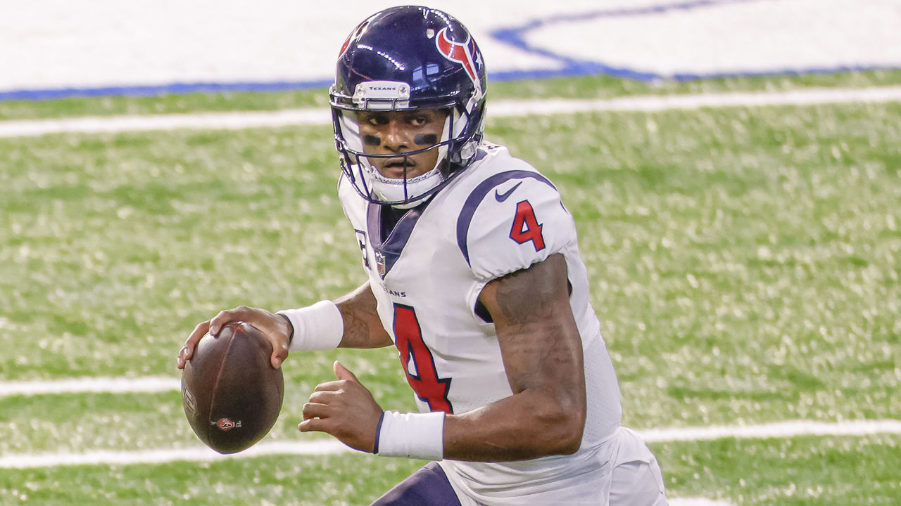INDIANAPOLIS, IN - DECEMBER 20: Deshaun Watson #4 of the Houston Texans runs the ball during the game against the Indianapolis Colts at Lucas Oil Stadium on December 20, 2020 in Indianapolis, Indiana.