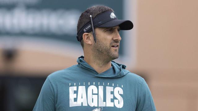 PHILADELPHIA, PA - JULY 29: Head coach Nick Sirianni of the Philadelphia Eagles looks on during training camp at the NovaCare Complex on July 29, 2021 in Philadelphia, Pennsylvania.