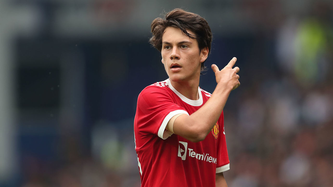 LONDON, ENGLAND - JULY 24: Facundo Pellistri of Manchester United during the pre season friendly between Queens Park Rangers and Manchester United at The Kiyan Prince Foundation Stadium on July 24, 2021 in London, England.