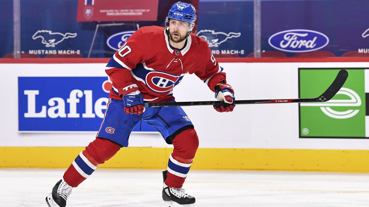 MONTREAL, QC - MAY 12: Tomas Tatar #90 of the Montreal Canadiens skates against the Edmonton Oilers during the second period at the Bell Centre on May 12, 2021 in Montreal, Canada. The Edmonton Oilers defeated the Montreal Canadiens 4-3 in overtime.