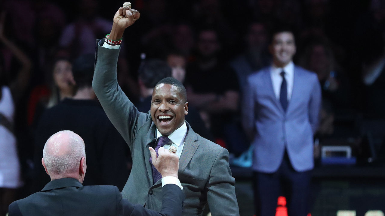 TORONTO, ON- OCTOBER 22 - Raptors president Masai Ujiri with his ring as the Toronto Raptors open the season against the New Orleans Pelicans at Scotiabank Arena in Toronto. October 22, 2019. (Steve Russell/Toronto Star via Getty Images)