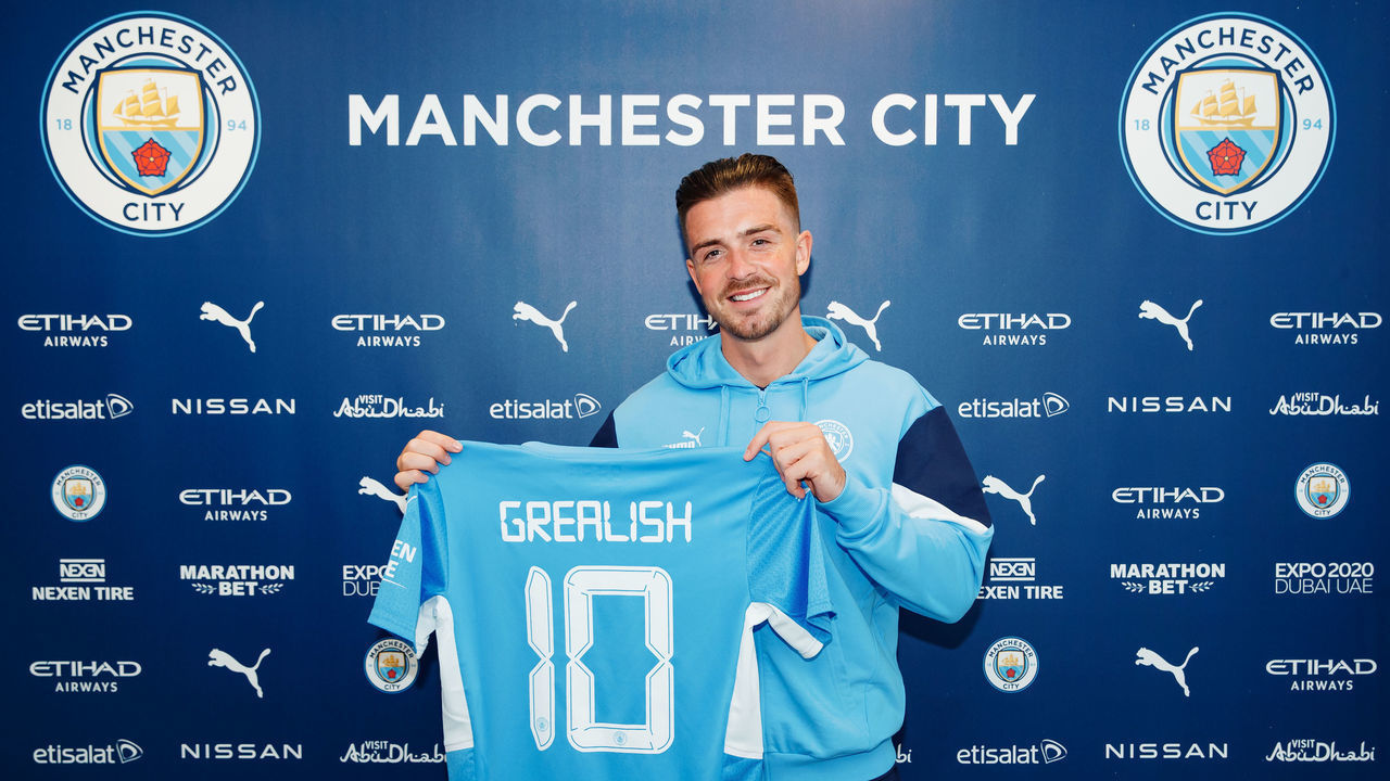 MANCHESTER, ENGLAND - AUGUST 05: Manchester City unveil new signing Jack Grealish at Manchester City Football Academy on August 05, 2021 in Manchester, England.