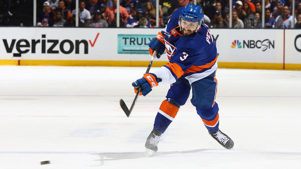 UNIONDALE, NEW YORK - JUNE 23: Adam Pelech #3 of the New York Islanders in action against the Tampa Bay Lightning in Game Six of the Stanley Cup Semifinals of the 2021 Stanley Cup Playoffs at Nassau Coliseum on June 23, 2021 in Uniondale, New York. New York Islanders defeated the Tampa Bay Lightning 3-2 in OT