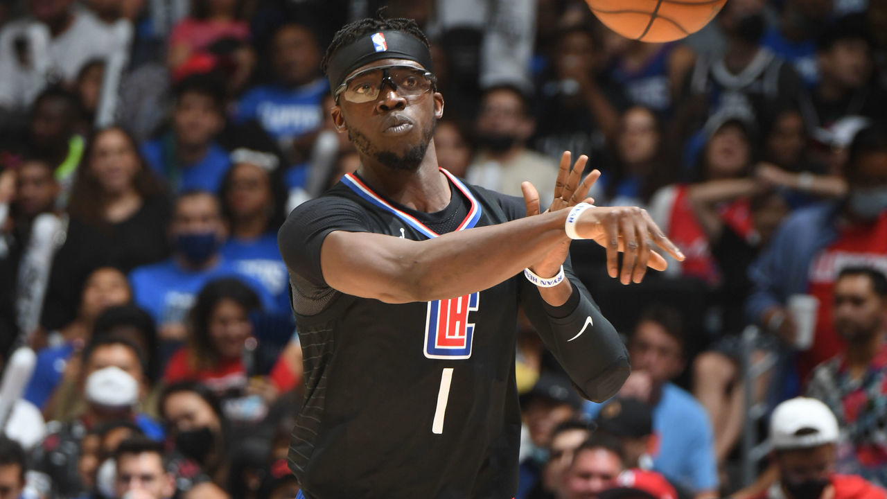 LOS ANGELES, CA - JUNE 30: Reggie Jackson #1 of the LA Clippers passes the ball against the Phoenix Suns during Game 6 of the Western Conference Finals of the 2021 NBA Playoffs on June 30, 2021 at STAPLES Center in Los Angeles, California. NOTE TO USER: User expressly acknowledges and agrees that, by downloading and/or using this Photograph, user is consenting to the terms and conditions of the Getty Images License Agreement. Mandatory Copyright Notice: Copyright 2021 NBAE