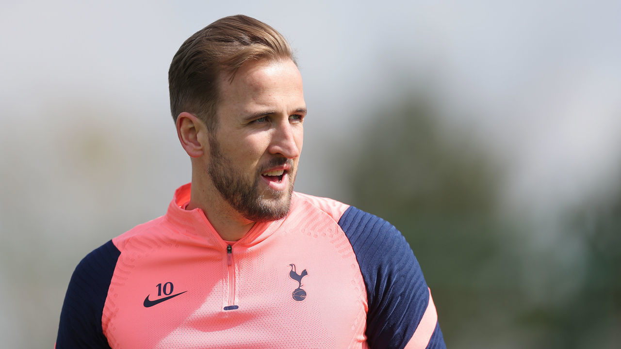 ENFIELD, ENGLAND - APRIL 14: Harry Kane of Tottenham Hotspur during the Tottenham Hotspur training session at Tottenham Hotspur Training Centre on April 14, 2021 in Enfield, England.