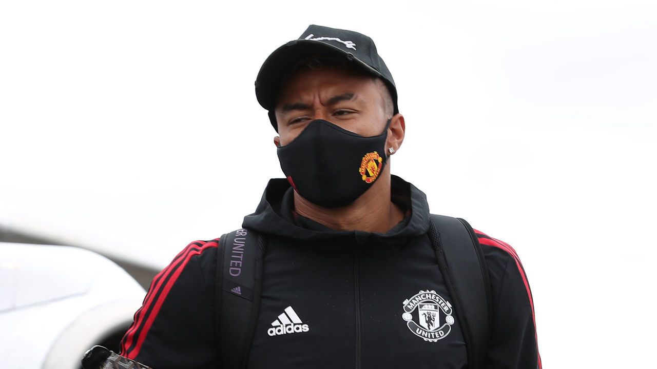 DUNDEE, SCOTLAND - AUGUST 02: (EXCLUSIVE COVERAGE) Jesse Lingard of Manchester United arrives at Dundee Airport ahead of a training camp on August 02, 2021 in Dundee, Scotland.